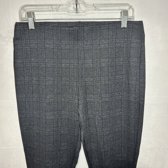 NANETTE LEPORE Black Gray Check Knit Elastic Waist High-Rise Pants Sz M (32x28) - Picture 2 of 5